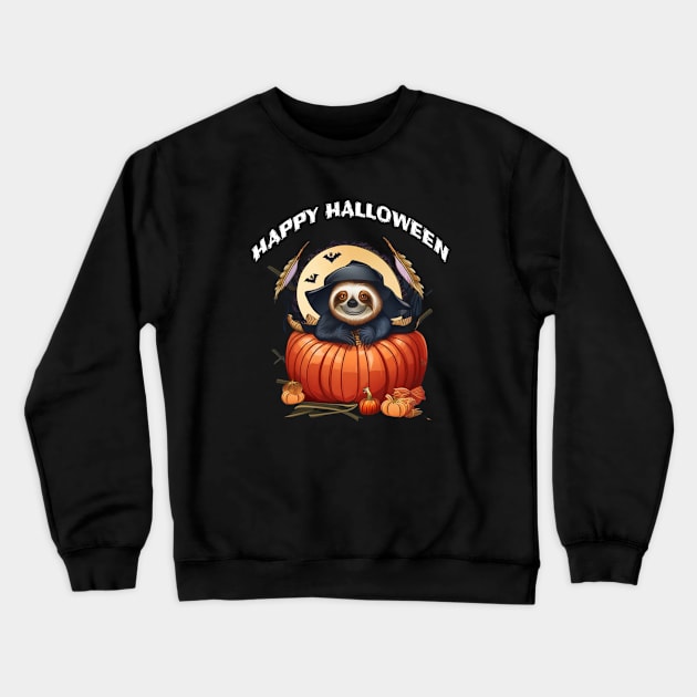 A funny sloth celebrating Halloween Crewneck Sweatshirt by halazidan